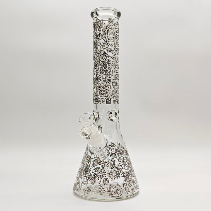 Bong de design egípcio de 14" e 7 mm que brilha no escuro