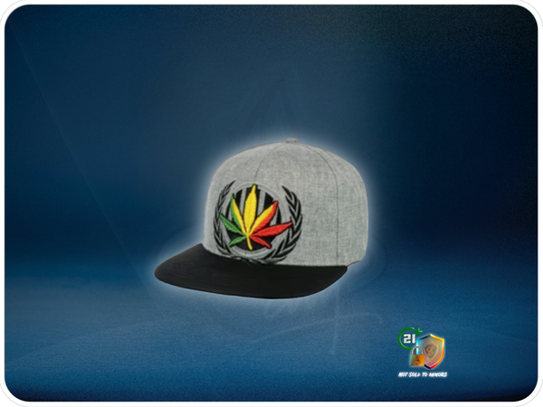 Rasta Leaf | Gray Embroidered Snapback Hat