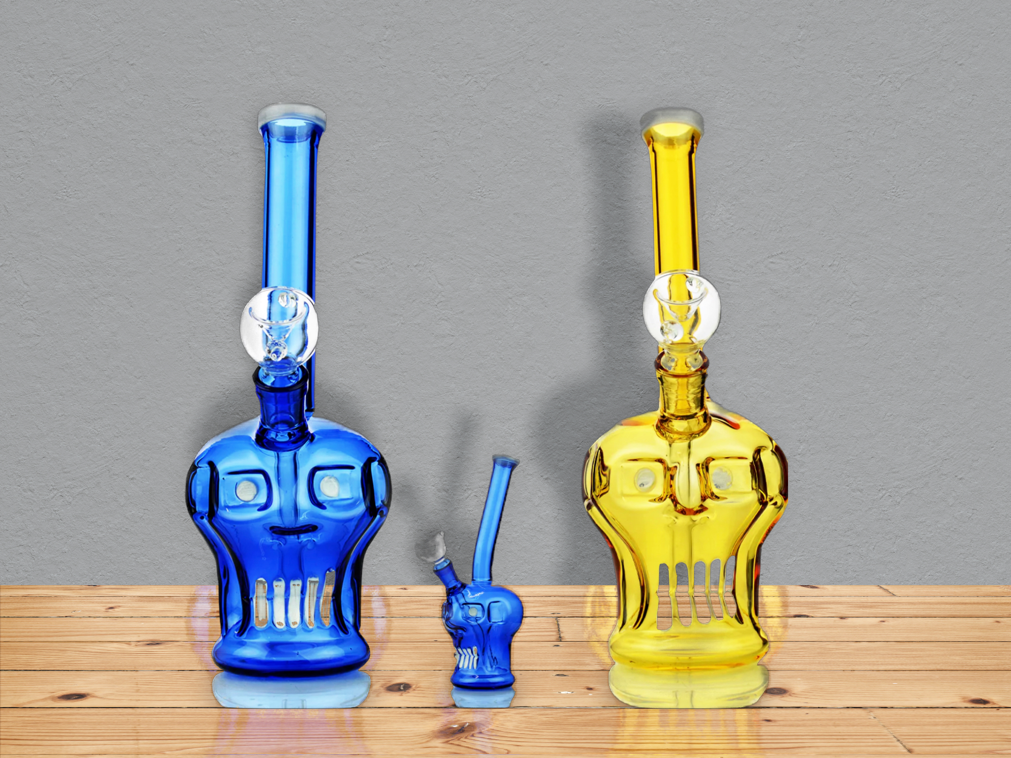 10" Skull design water bubbler pipe